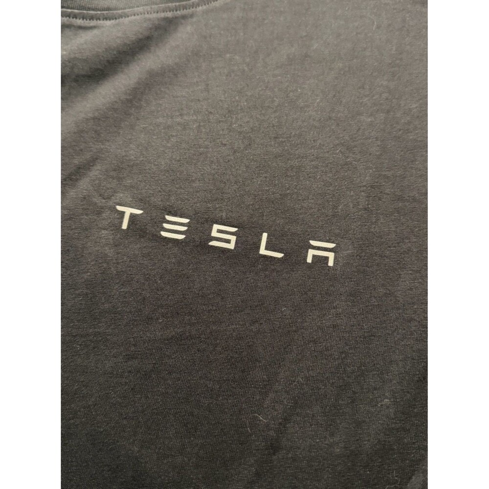 Tesla T Shirt Womens L Black Logo Graphic Crew Neck Long Sleeve Tee